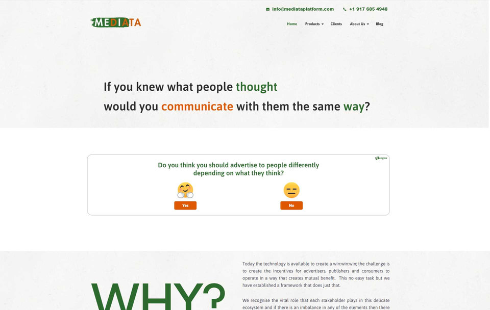 Mediata Platform product website screenshot