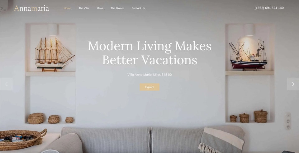 Anna Maria Villa hospitality website screenshot